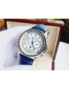 Citizen Calendrier BU2020-02A Eco Drive World Time 44mm White Dial Power Reserve indicator Leather Band 100m WR Men's Watch 2