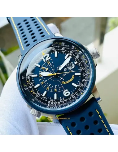 Reloj Aviador hombre Citizen Promaster Nighthawk Blue Angels BJ7007-02L dial azul 42mm correa de cuero 200m