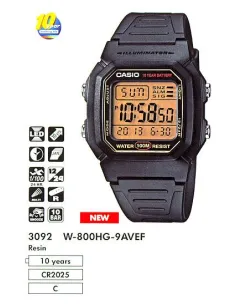 copy of Reloj digital hombre Casio W800H-1B 10 años batería correa goma luz led 2