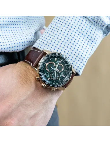 Reloj hombre Citizen PCAT Eco-Drive CB5919-00X Perpetual Calendar Atomic Timekeeping A-T dial verde 43mm Cristal de zafiro