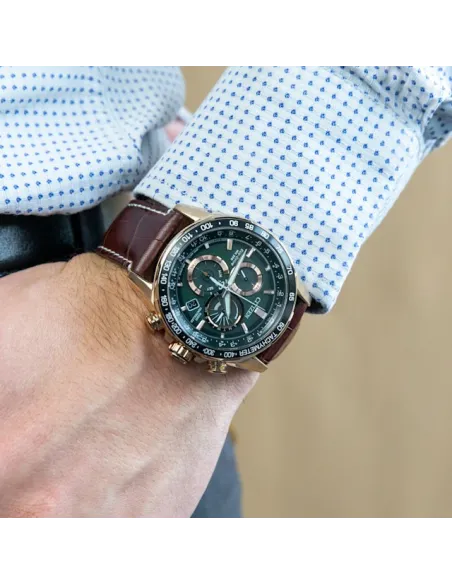Reloj hombre Citizen PCAT Eco-Drive CB5919-00X Perpetual Calendar Atomic Timekeeping A-T dial verde 43mm Cristal de zafiro