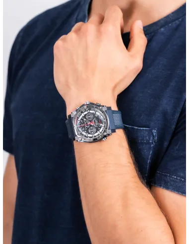 reloj hombre Bulova Precisionist 98B315 44.5 dial negro 300M WR correa de silicona Corona a rosca Cronógrafo