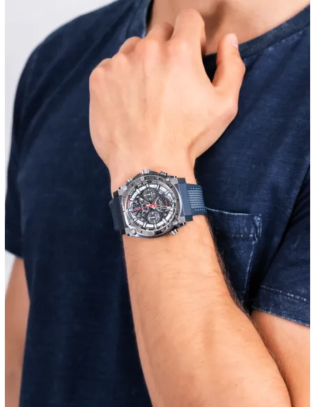 reloj hombre Bulova Precisionist 98B315 44.5 dial negro 300M WR correa de silicona Corona a rosca Cronógrafo