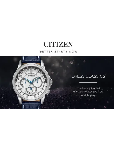 Citizen Calendrier BU2020-02A Eco Drive World Time 44mm White Dial Power Reserve indicator Leather Band 100m WR Men's Watch