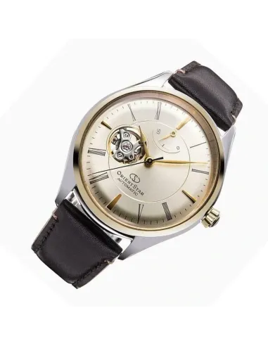 reloj automático hombre Orient Star RE-AT0201G Semi Skeleton dial champagne 40.4mm correa de cuero 50h Reserva de Marcha