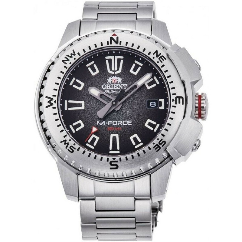 reloj de buceo automático hombre Orient M-Force RA-AC0N01B dial negro 45mm correa acero 200m water resist Cristal Zafiro
