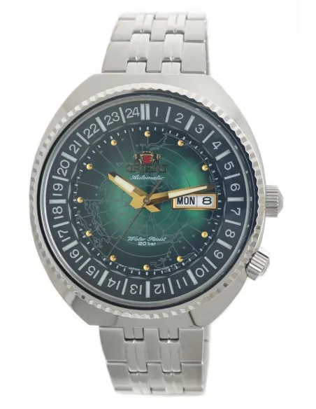 Reloj automático Orient Revival World Map Automatic RA-AA0E02E dial verde 43.5mm correa acero 200m water resist RA-AA0E02E19