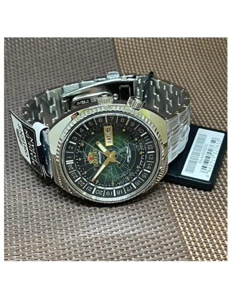 Reloj automático Orient Revival World Map Automatic RA-AA0E02E dial verde 43.5mm correa acero 200m water resist RA-AA0E02E19
