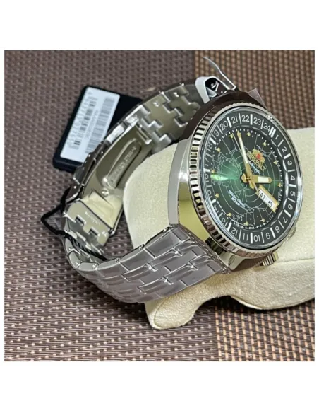 Reloj automático Orient Revival World Map Automatic RA-AA0E02E dial verde 43.5mm correa acero 200m water resist RA-AA0E02E19