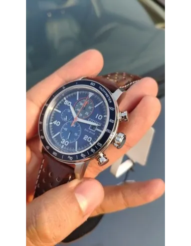 Reloj hombre Citizen Ecodrive Brycen CA0648-09L 44mm dial azul correa de cuero Taquímetro 100m