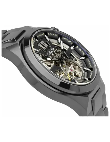 Reloj automático hombre Bulova Skeleton Gunmetal 98A179 46mm  Cristal de Zafiro correa de acero 100m WR