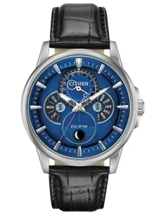 reloj hombre Citizen Calendrier BU0050-02L 44mm dial azul 100m WR correa de cuero