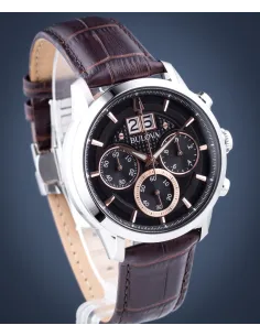 Bulova Sutton 96B311 44mm Quartz men's chronograph 30m WR leather band