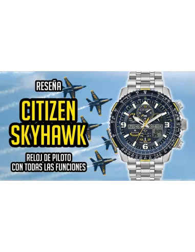 Reloj Aviador Radiocontrol Citizen Skyhawk Blue Angels A-T JY8078-52L 45MM Cristal de zafiro Alarma Hora Mundial
