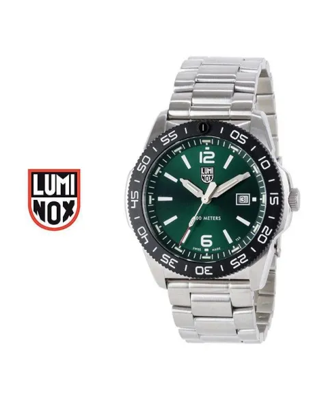 Luminox Pacific Diver Stainless Steel 44MM Green Dial Men's Watch XS.3137 Sapphire with anti-reflection coating Crystal 200M