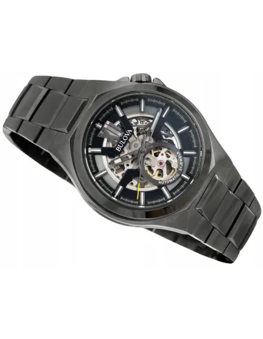 Reloj automático hombre Bulova Skeleton Gunmetal 98A179 46mm  Cristal de Zafiro correa de acero 100m WR