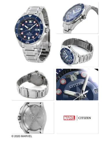 reloj budeo titanio hombre Citizen Ecodrive Titanium BN0208-54W Captain America 44mm 200m WR c