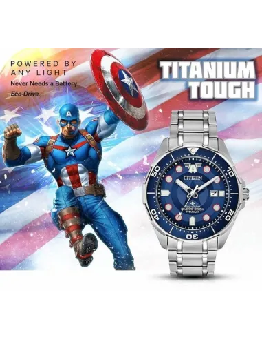 reloj budeo titanio hombre Citizen Ecodrive Titanium BN0208-54W Captain America 44mm 200m WR c