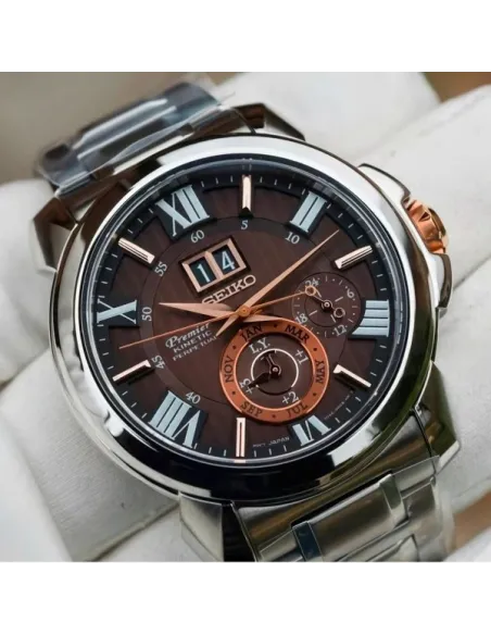Seiko Premier Kinetic Perpetual SNP157P1 42.9mm sapphire crystal 100m WR stainless steel bracelet