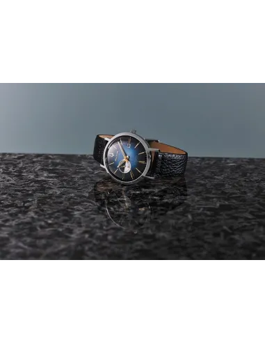 Reloj automático hombre Bulova Aerojet 96B374 41mm dial azul correa de cuero 30m WR
