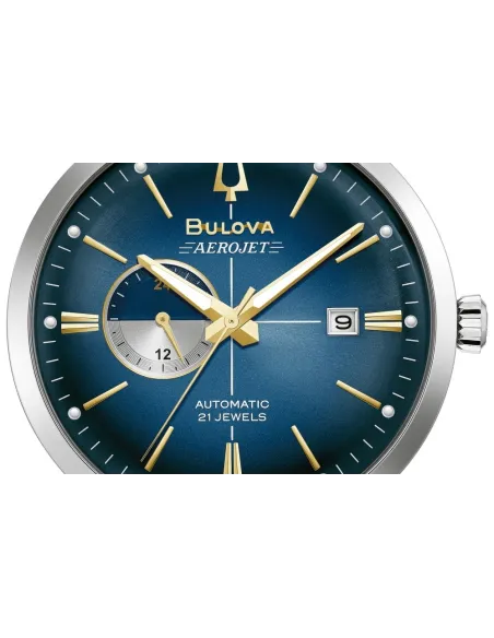 Reloj automático hombre Bulova Aerojet 96B374 41mm dial azul correa de cuero 30m WR