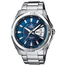 Casio Edifice EF-129D-2A 44.8mm 100m WR blue dial stainless steel bracelet men’s watch
