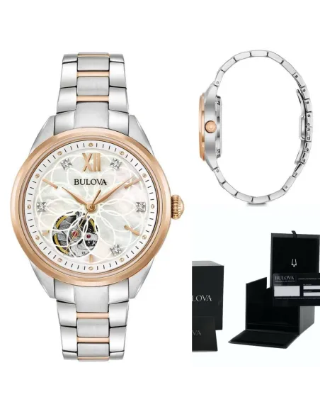Reloj automático para mujer Bulova 98P170 35mm Madreperla Cristal de zafiro 30m