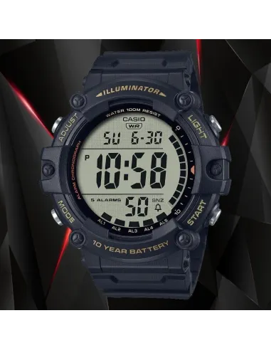 Reloj deportivo hombre Casio AE-1500WHX-1A 100m WR 10 años batería Hora Mundial cronómetro alarma