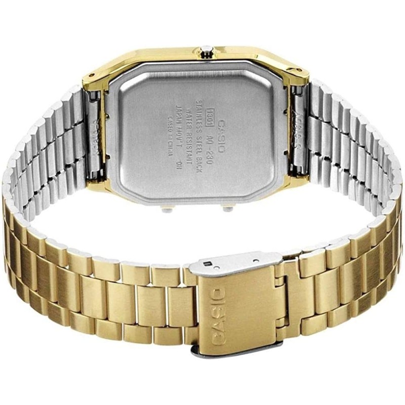 reloj Casio VINTAGE EDGY AQ-230GA-9B unisex dial analógico y digital Hora dual - alarma
