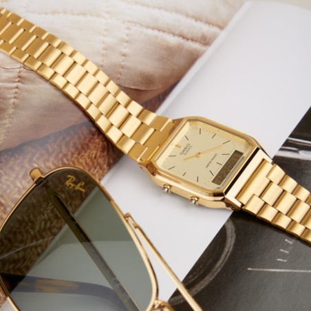 reloj Casio VINTAGE EDGY AQ-230GA-9B unisex dial analógico y digital Hora dual - alarma