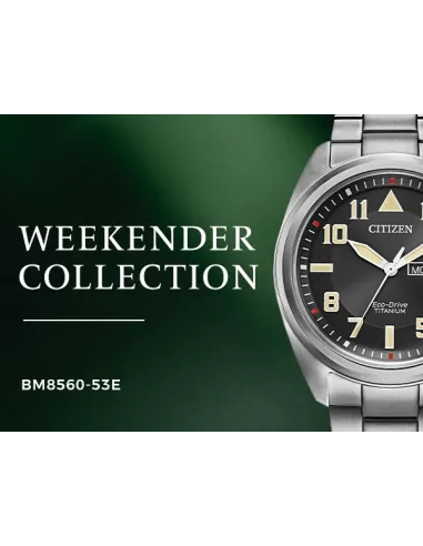 Reloj Aviador hombre Citizen Garrison Titanium BM8560-53E Ecodrive dial negro 42mm correa y caja de titanio