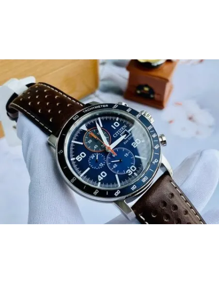 Reloj hombre Citizen Ecodrive Brycen CA0648-09L 44mm dial azul correa de cuero Taquímetro 100m