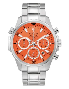reloj cronógrafo hombre Bulova Marine Star  96B395 44mm 100m WR cristal de zafiro correa de acero