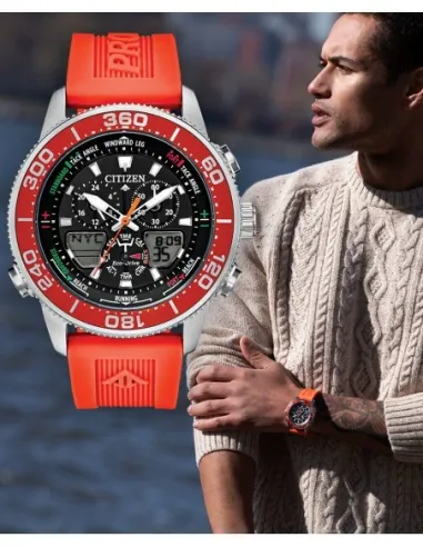 Reloj deportivo hombre Citizen ProMaster Sailhawk  JR4061-00F Ecodrive dial negro 44mm Alarma correa poliuretano 200m