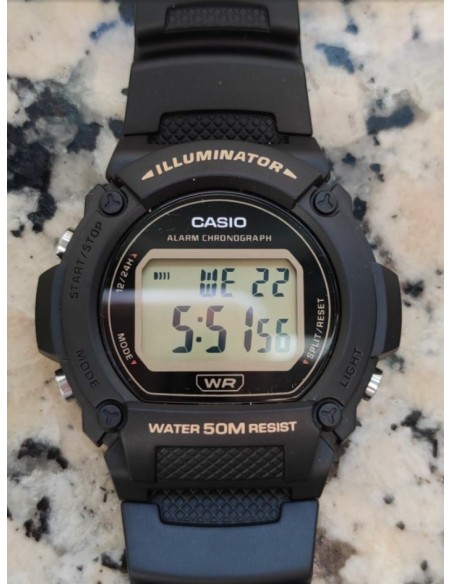 Reloj deportivo hombre Casio W219h-1A2 Luz LED Cronómetro alarma 50m Water Resist