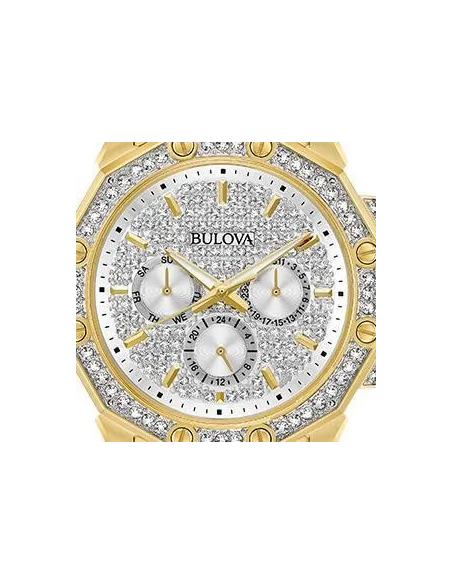 reloj hombre Bulova Crystal Octava Pave Dial 98C126 41.7mm Cuarzo correa de acero 30m WR