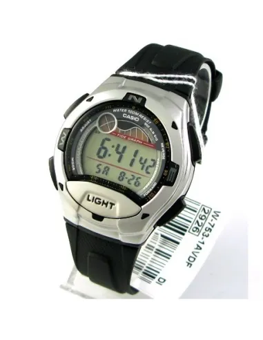 reloj digital hombre Casio  W753-1A 100m WR 10 años batería Fases Lunares 5 alarmas