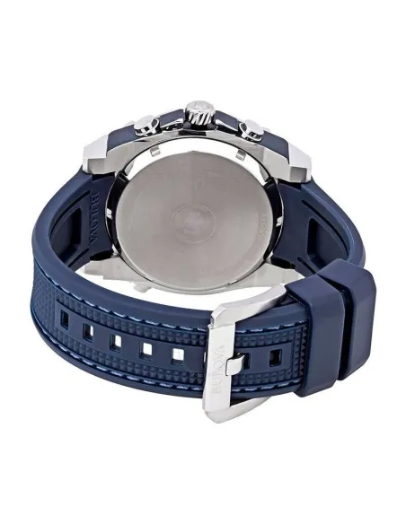 reloj hombre Bulova Precisionist 98B315 44.5 dial negro 300M WR correa de silicona Corona a rosca Cronógrafo