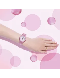 reloj unisex clásico vintage Casio MQ-24S-4B rosa translúcido 2
