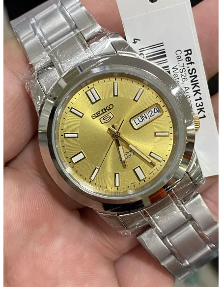 reloj automático unisex Seiko 5 SNKK13K1 37mm 30m WR correa de acero