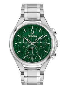 reloj hombre Bulova Curv  96A297 44mm Cristal de Zafiro anti-reflejo  262kHz Cuarzo Alta precisión  correa de acero
