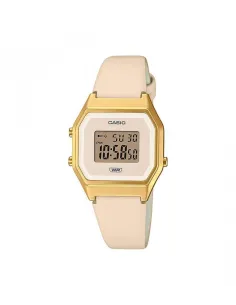 reloj mujer vintage clásico digital Casio LA680WEGL-4 alarma luz led correa de cuero 2