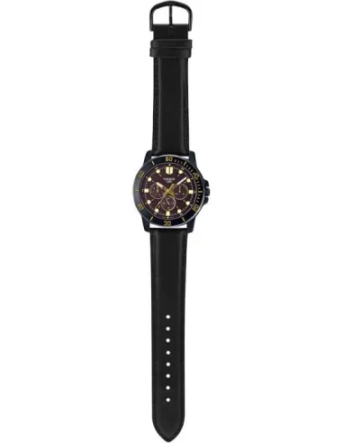 Reloj deportivo hombre Casio MTP-VD300BL-5E dial negro 45mm correa de cuero  resistente al agua