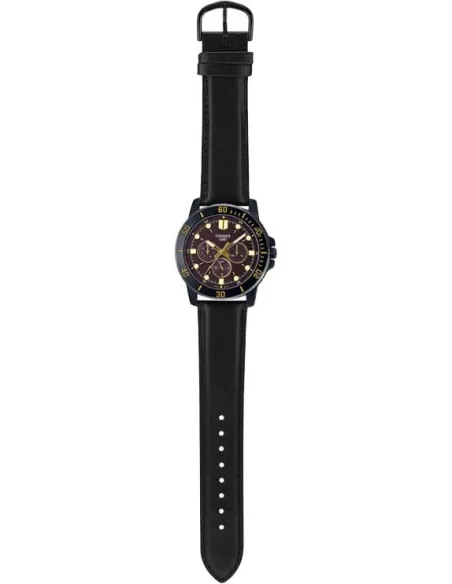 Reloj deportivo hombre Casio MTP-VD300BL-5E dial negro 45mm correa de cuero  resistente al agua