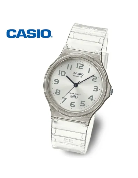 reloj unisex clásico vintage Casio MQ-24S-7B blanco translúcido