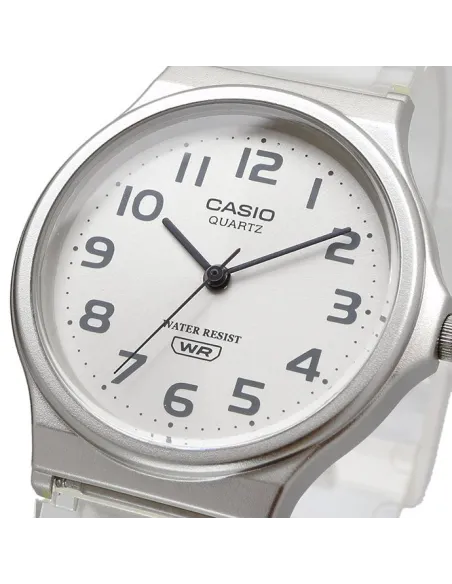 reloj unisex clásico vintage Casio MQ-24S-7B blanco translúcido