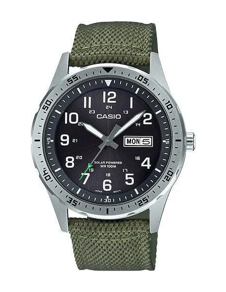 Reloj hombre deportivo Solar Casio MTPS-120L-3A correa tela dial negro 100m