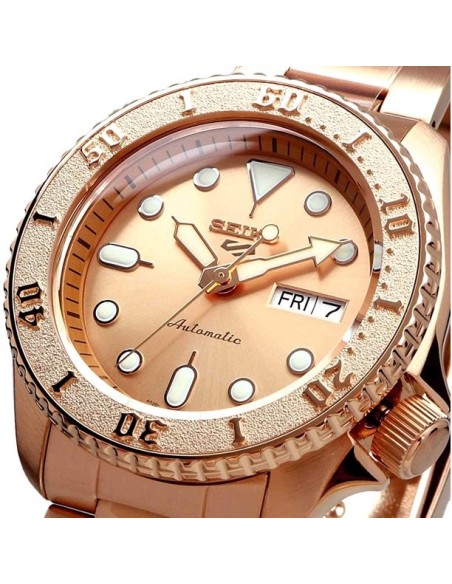 reloj automático deportivo hombre Seiko 5 Sports SRPE72K1 Superman Rose Gold 42.5mm 100m