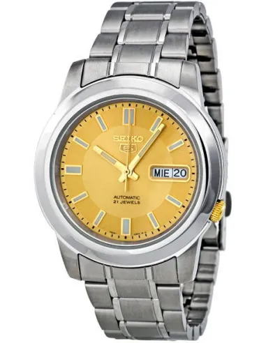 reloj automático unisex Seiko 5 SNKK13K1 37mm 30m WR correa de acero