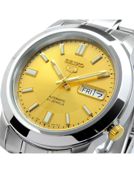 reloj automático unisex Seiko 5 SNKK13K1 37mm 30m WR correa de acero